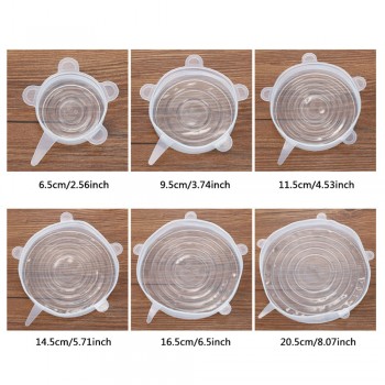 6pcs/set Silicone Stretch Lids Universal Food Wrap Bowl Pot Lid Suction Silicone Cover Pan Spill Stopper Cooking Kitchen Tools