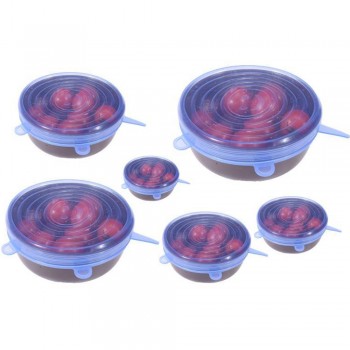 6pcs/set Silicone Stretch Lids Universal Food Wrap Bowl Pot Lid Suction Silicone Cover Pan Spill Stopper Cooking Kitchen Tools