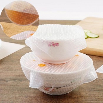 4Pcs/lot Reusable Silicone Wrap Seal Food Fresh Keeping Stretch Wrap Seal Film Bowl Cover Home Storage Organization Kitchen Tool