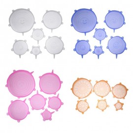 6pcs/set Universal Silicone Stretch Suction Pot Lids Kitchen Bowl Stopper Cover Cooking Pan Spill Lids Food Fresh Keeping Lid