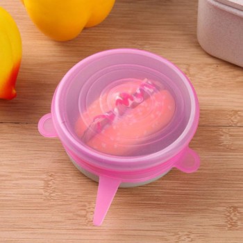 6pcs/set Universal Silicone Stretch Suction Pot Lids Kitchen Bowl Stopper Cover Cooking Pan Spill Lids Food Fresh Keeping Lid