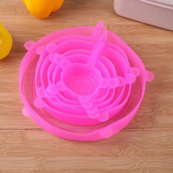 6pcs/set Universal Silicone Stretch Suction Pot Lids Kitchen Bowl Stopper Cover Cooking Pan Spill Lids Food Fresh Keeping Lid
