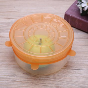 6pcs/set Universal Silicone Stretch Suction Pot Lids Kitchen Bowl Stopper Cover Cooking Pan Spill Lids Food Fresh Keeping Lid
