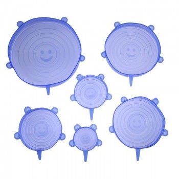 6pcs/set Universal Silicone Stretch Suction Pot Lids Kitchen Bowl Stopper Cover Cooking Pan Spill Lids Food Fresh Keeping Lid