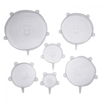 6pcs/set Universal Silicone Stretch Suction Pot Lids Kitchen Bowl Stopper Cover Cooking Pan Spill Lids Food Fresh Keeping Lid