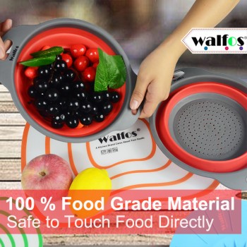WALFOS 2 pieces Kitchen accessories tools silicone Collapsible Kitchen Colander Fruit Vegetable Strainer Drainer Washing Basket