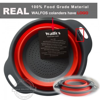 WALFOS 2 pieces Kitchen accessories tools silicone Collapsible Kitchen Colander Fruit Vegetable Strainer Drainer Washing Basket