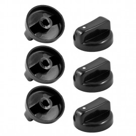 6 PCS Kitchen Black Plastic Gas Stove Cooker Control Knobs