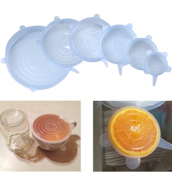 6Pcs/Pack Stretch Silicone Caps Universal Silicone Lid Bowl Bottle Pot Cover Food amp; Fruit Silicone Covers Kitchen Accessories