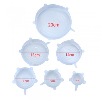 6Pcs/Pack Stretch Silicone Caps Universal Silicone Lid Bowl Bottle Pot Cover Food amp; Fruit Silicone Covers Kitchen Accessories