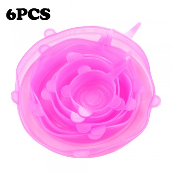 6Pcs/Pack Stretch Silicone Caps Universal Silicone Lid Bowl Bottle Pot Cover Food amp; Fruit Silicone Covers Kitchen Accessories