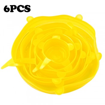 6Pcs/Pack Stretch Silicone Caps Universal Silicone Lid Bowl Bottle Pot Cover Food amp; Fruit Silicone Covers Kitchen Accessories