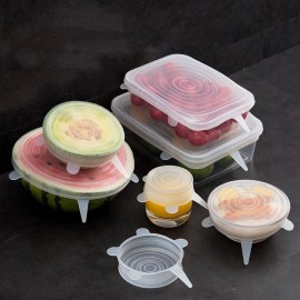 6Pcs/Set Silicone Caps covers Silicone Stretch Lids Vacuum Seal Suction Silicone Cover Food Fresh Fruit Keeping Lid Kitchen Tool