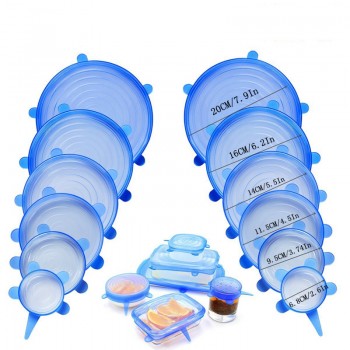 6Pcs/Set Silicone Caps covers Silicone Stretch Lids Vacuum Seal Suction Silicone Cover Food Fresh Fruit Keeping Lid Kitchen Tool
