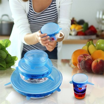 6Pcs/Set Silicone Caps covers Silicone Stretch Lids Vacuum Seal Suction Silicone Cover Food Fresh Fruit Keeping Lid Kitchen Tool