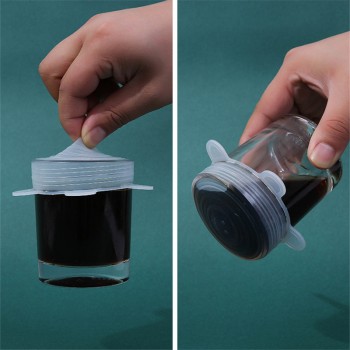 6Pcs/Set Silicone Caps covers Silicone Stretch Lids Vacuum Seal Suction Silicone Cover Food Fresh Fruit Keeping Lid Kitchen Tool