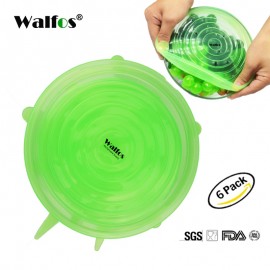 Walfos 6 pieces reusable kitchen tools bowl cover pan lid -Premium stretch silicone lids- stretch silicone bowl lid