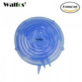 Walfos 6 pieces reusable kitchen tools bowl cover pan lid -Premium stretch silicone lids- stretch silicone bowl lid