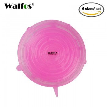 Walfos 6 pieces reusable kitchen tools bowl cover pan lid -Premium stretch silicone lids- stretch silicone bowl lid