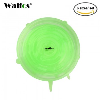 Walfos 6 pieces reusable kitchen tools bowl cover pan lid -Premium stretch silicone lids- stretch silicone bowl lid