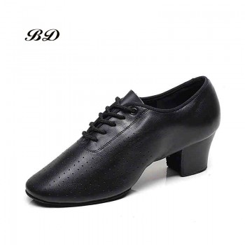 Genuine Leather Latin Dance Shoes Sneakers WOMEN SHOES Jazz Modern Shoe Non-slip Soft Sole Vamp Heel 5cm Slip-UP BD T1 Ballroom