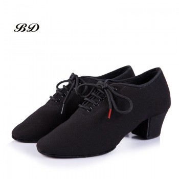Genuine Leather Latin Dance Shoes Sneakers WOMEN SHOES Jazz Modern Shoe Non-slip Soft Sole Vamp Heel 5cm Slip-UP BD T1 Ballroom