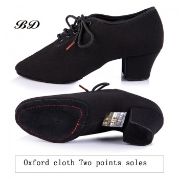 Genuine Leather Latin Dance Shoes Sneakers WOMEN SHOES Jazz Modern Shoe Non-slip Soft Sole Vamp Heel 5cm Slip-UP BD T1 Ballroom