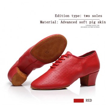 Genuine Leather Latin Dance Shoes Sneakers WOMEN SHOES Jazz Modern Shoe Non-slip Soft Sole Vamp Heel 5cm Slip-UP BD T1 Ballroom