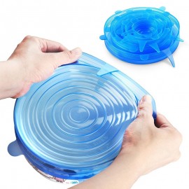 6pcs/Lot Universal Reusable Silicone Stretch Lids Food Fresh Cover Suction Lid-Bowl Pan Fruit Mug Food Fresh Keeping Lid