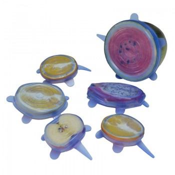 6pcs/Lot Universal Reusable Silicone Stretch Lids Food Fresh Cover Suction Lid-Bowl Pan Fruit Mug Food Fresh Keeping Lid
