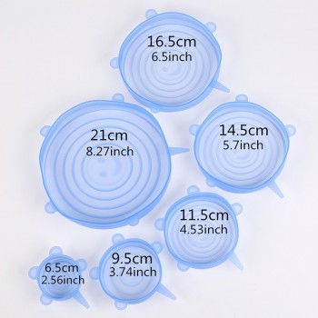 6pcs/Lot Universal Reusable Silicone Stretch Lids Food Fresh Cover Suction Lid-Bowl Pan Fruit Mug Food Fresh Keeping Lid