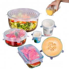 6PCS/Set Silicone pots pan lids Bowl Cup cover Stretch Suction Kitchen Cooking Food Hopper Home Stopper Universal Cookware parts
