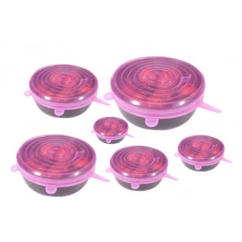 6pcs/set Universal Food Fresh Cover Lid Silicone Stretch Suction Pot Lids Reusable Silicone Kitchen Accessories