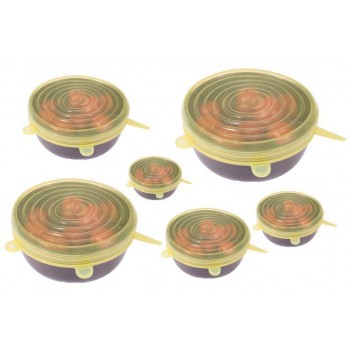 6pcs/set Universal Food Fresh Cover Lid Silicone Stretch Suction Pot Lids Reusable Silicone Kitchen Accessories
