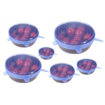 6pcs/set Universal Food Fresh Cover Lid Silicone Stretch Suction Pot Lids Reusable Silicone Kitchen Accessories
