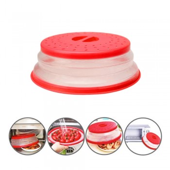 Collapsible Microwave Cover Silicone Fruit Vegetables Colander Strainer Washing Basket Folding Microwave Plate Lid Kitchen Tools