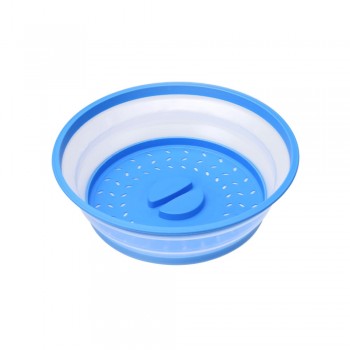 Collapsible Microwave Cover Silicone Fruit Vegetables Colander Strainer Washing Basket Folding Microwave Plate Lid Kitchen Tools