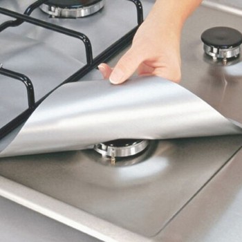 4pcs Reusable Glass Fiber Foil Gas Stove Burner Temperature Anti-fouling and oil Protector Liner Cleaning  Mat Kitchen gadgets