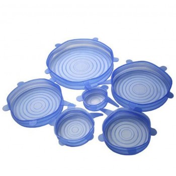 Creative 6pcs/set of Silicone Cover Fresh Stretch Bowl Vacuum Sealed Lid Microwave/Cup/Mug/Fruit Cap for Kitchen Storage