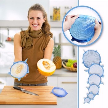 2019 New Universal Silicone Lid 6pcs Keep Pet Food Fresh Fit Pan Bowl Dish Fruit amp; Vegetables Wrap Great Seal Can Stretch Lids