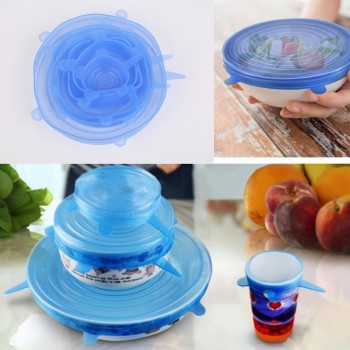 2019 New Universal Silicone Lid 6pcs Keep Pet Food Fresh Fit Pan Bowl Dish Fruit amp; Vegetables Wrap Great Seal Can Stretch Lids
