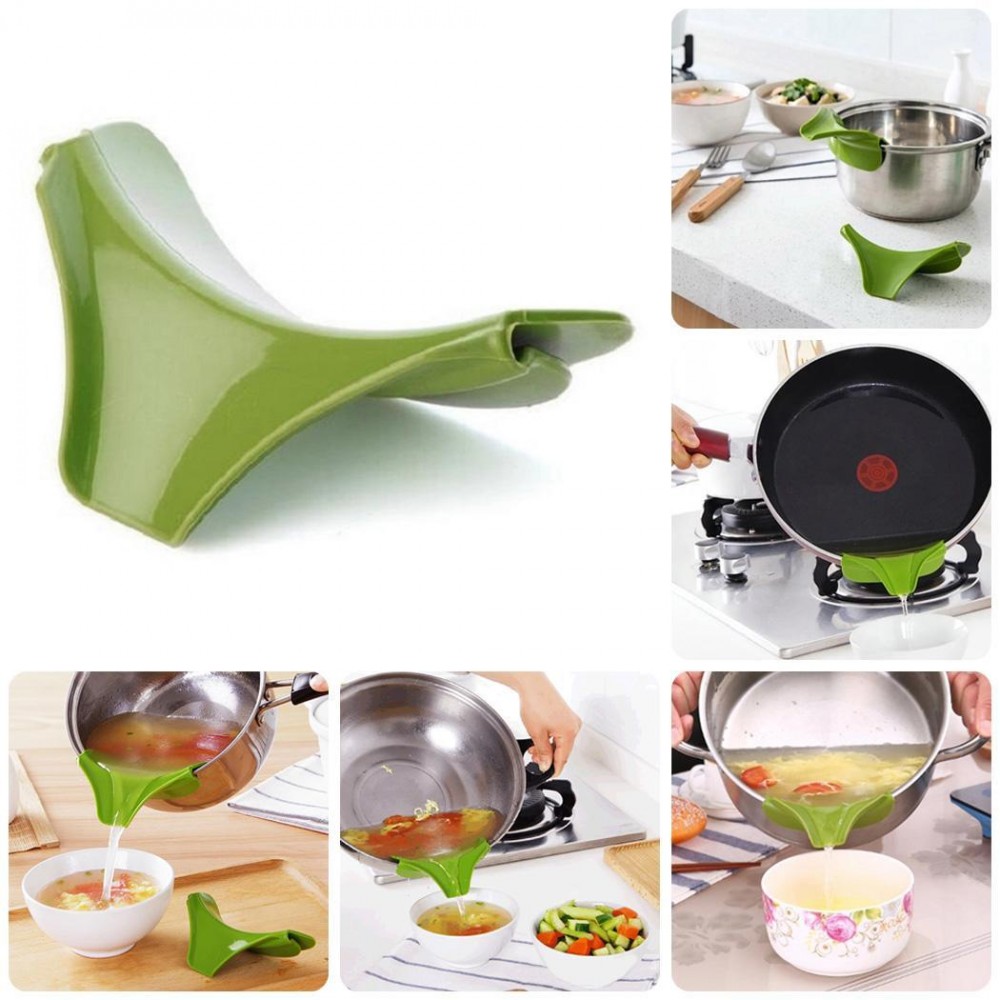 Hot Sale Kitchen Gadget Funnel Anti-spill Pans Rim Silicone Deflector Liquid Diversion Pans and Bowls Jars Kitchen Gadget Tool