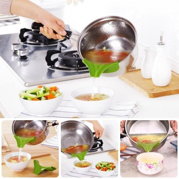 Hot Sale Kitchen Gadget Funnel Anti-spill Pans Rim Silicone Deflector Liquid Diversion Pans and Bowls Jars Kitchen Gadget Tool