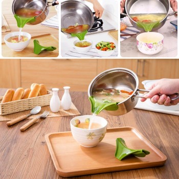 Hot Sale Kitchen Gadget Funnel Anti-spill Pans Rim Silicone Deflector Liquid Diversion Pans and Bowls Jars Kitchen Gadget Tool