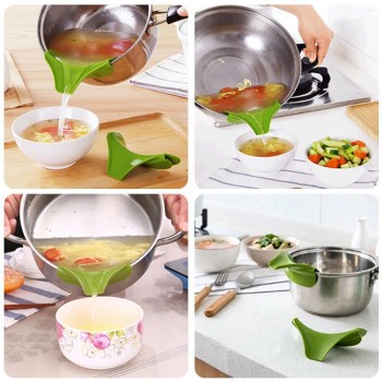 Hot Sale Kitchen Gadget Funnel Anti-spill Pans Rim Silicone Deflector Liquid Diversion Pans and Bowls Jars Kitchen Gadget Tool