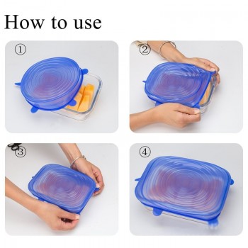 6PCS thickened Silica gel stretch lid food Preservation cover wrap bowl pot lids vacuum sealing tool cooking Kitchen accessories