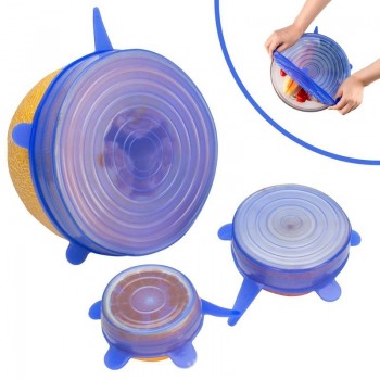6PCS thickened Silica gel stretch lid food Preservation cover wrap bowl pot lids vacuum sealing tool cooking Kitchen accessories