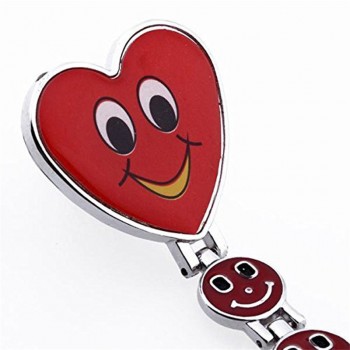 OTOKY Womens Cute Smiling Faces Heart Clip-On Pendant Nurse Fob Brooch Pocket Watch Quartz Watches x3067
