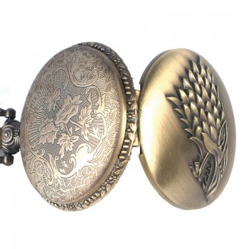 2016 Antique Game of Thrones Strak Family Crest Winter is Coming Design Pocket Watch Unique Gifts Unisex Fob Clock