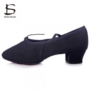 Woman Dance Shoes Canvas Ballet Shoes  Soft Bottom Girls Low Heel Dancing Shoes  Pink/Black/Red Womens Exercise Ballet Shoes